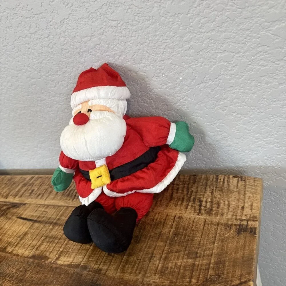 Vintage Hallmark Nylon SANTA CLAUS Plush Doll 12” Parachute Style Stuffed Toy